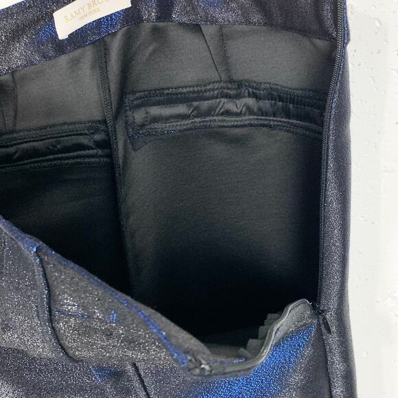 Ramy Brook Lucinda Metallic Blue Lamé Pants Skinny Ankle Zip High Rise Size 00 - Picture 9 of 9